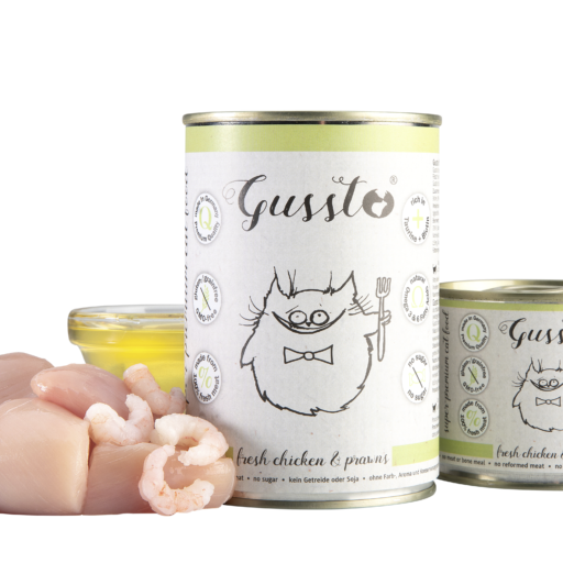 Gussto Cat – Fresh Chicken & Prawns – bezzbożowa karma mokra z kurczaka i krewetkami dla kotów.
